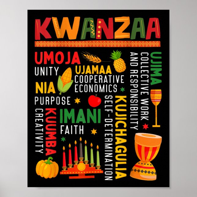 Poster Feliz Kwanzaa Sete Princípios De Homens Kwanzaa (Frente)