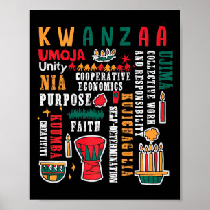 Poster Feliz Kwanzaa Sete Princípios De Homens Kwanzaa