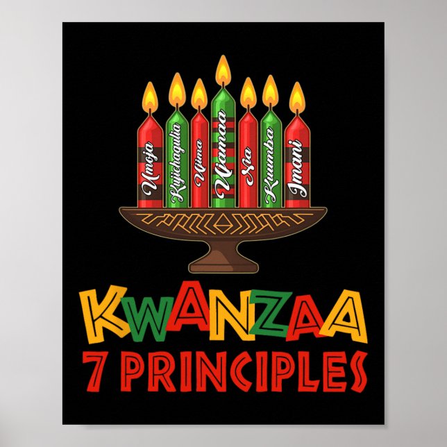Poster Feliz Kwanzaa Sete Princípios De Kwanzaa - Kinara (Frente)