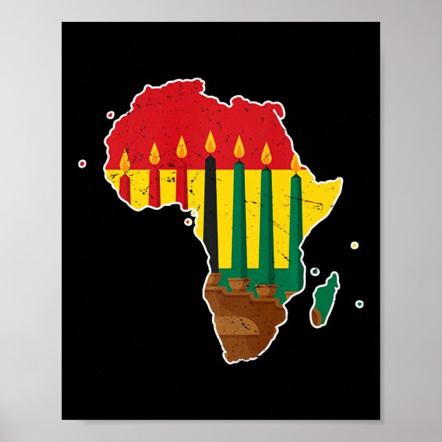 Poster Feliz Kwanzaa Sete Princípios Kinara Velas Afri (Frente)