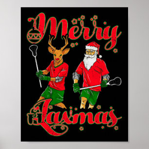 Poster Feliz Laxmas Christmas Lacrosse Player Reindeer Sa
