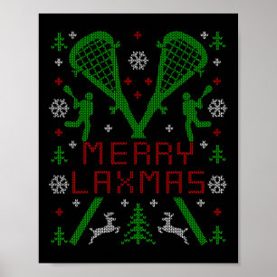 Poster Feliz Laxmas Engraçado Lacrosse Suéter de Natal Fe