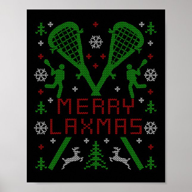 Poster Feliz Laxmas Engraçado Lacrosse Suéter de Natal Fe (Frente)