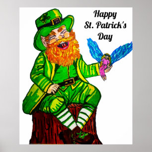 POSTER FELIZ LEPRECHAUN E FAIRY AMIGO