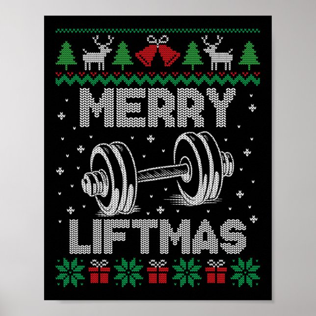 Poster Feliz Liftmas Engraçado Malhação de Workout de Nat (Frente)