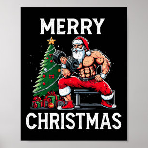Poster Feliz Liftmas Papais noeis Engraçados Xmas Gym Bod
