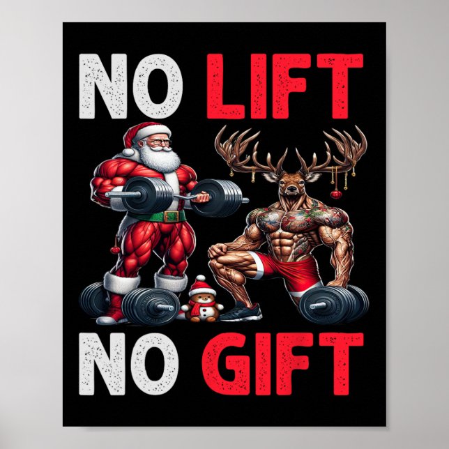 Poster Feliz Liftmas Papais noeis Musculares Arranjo de X (Frente)