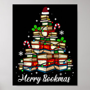 Poster Feliz Livromas Livros Árvore de Natal Amante de Li