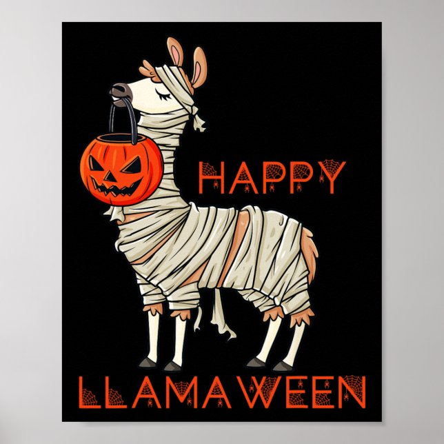 Poster Feliz Llamaentre Diversão Halloween Llama Meninas  (Frente)