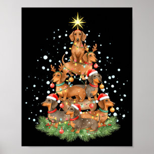 Poster Feliz Lobo Natal Pata Feriados Dachshund Árvore Aq