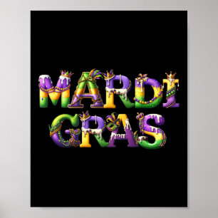 Poster Feliz Mardi Gras 2025 New Orleans Fleur De Lis Mas