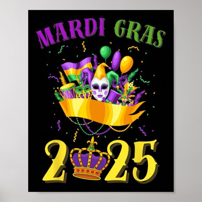 Poster Feliz Mardi Gras 2025 Tee Carnaval 2025 (Frente)