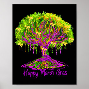 Poster Feliz Mardi Gras 2026 Árvore de Contas Mulheres de