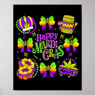 Poster Feliz Mardi Gras 2026 Bolo do Rei Engraçado Fleur