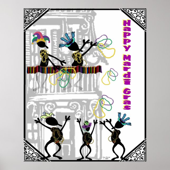 Póster Feliz Mardi Gras — Cena de Balcony (Frente)