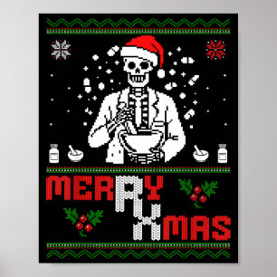 Poster Feliz Máscara de Natal Esqueleto Farmacêutico Técn
