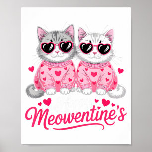 Poster Feliz Meowentine Casal de Gatos Românticos Fofos V