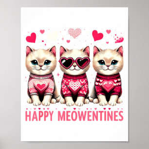 Poster Feliz Meowentines Gato Fofo do Dia dos Namorados A