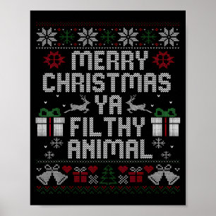 Poster Feliz Natal Animal Imundo Ya Xmas Família Pijama