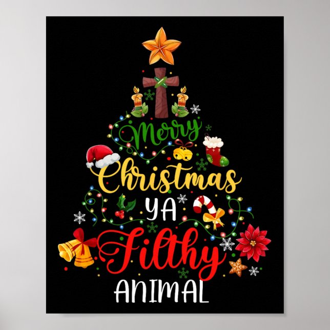 Poster Feliz Natal Animal Sujo Ya Engraçado Família Xmas (Frente)