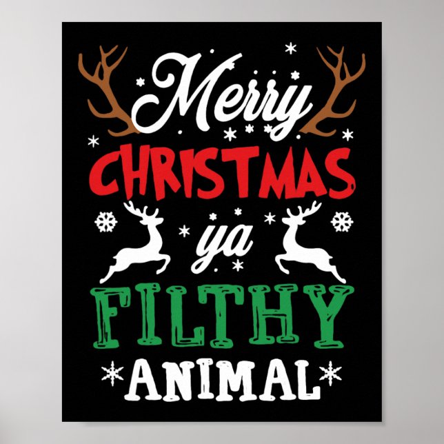 Poster Feliz Natal Animal Sujo Ya Xmas Pajama (Frente)