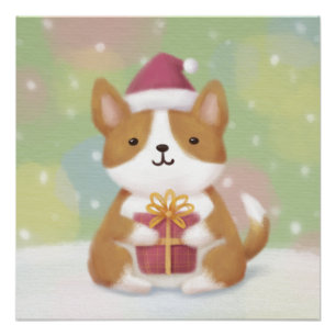 Póster Feliz Natal: Arte de Ilustração de Corgi