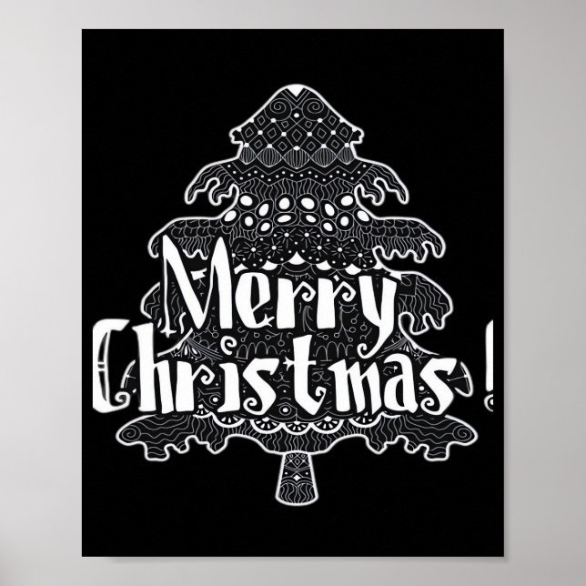 Poster Feliz Natal, árvore de Natal Clássico (Frente)
