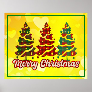 Poster Feliz Natal Árvores Xadrez Búfalo Design-42019