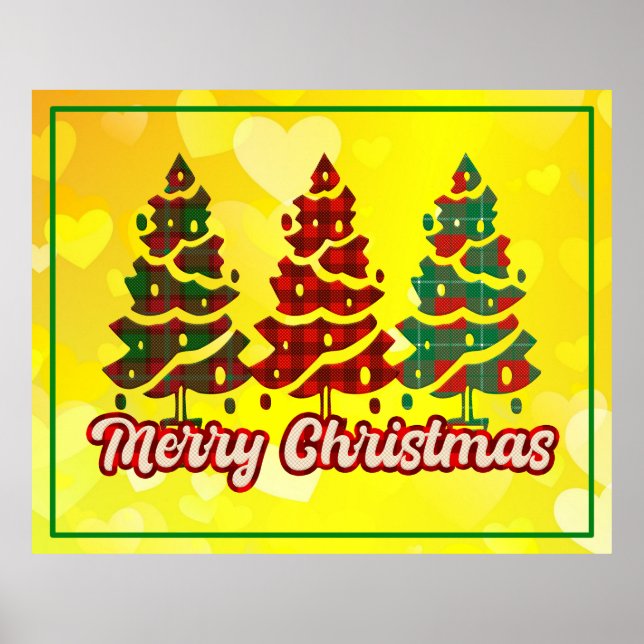 Poster Feliz Natal Árvores Xadrez Búfalo Design-42019 (Frente)