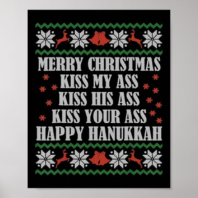 Poster Feliz Natal Beije Meu Seu Feliz Hanukkah  (Frente)