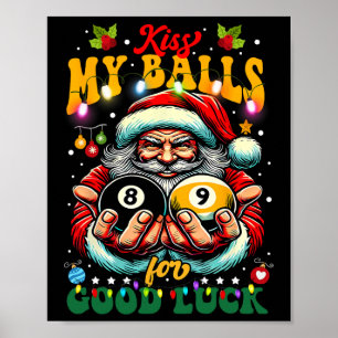 Poster Feliz Natal Billiards Beija-Me Por Boa Sorte