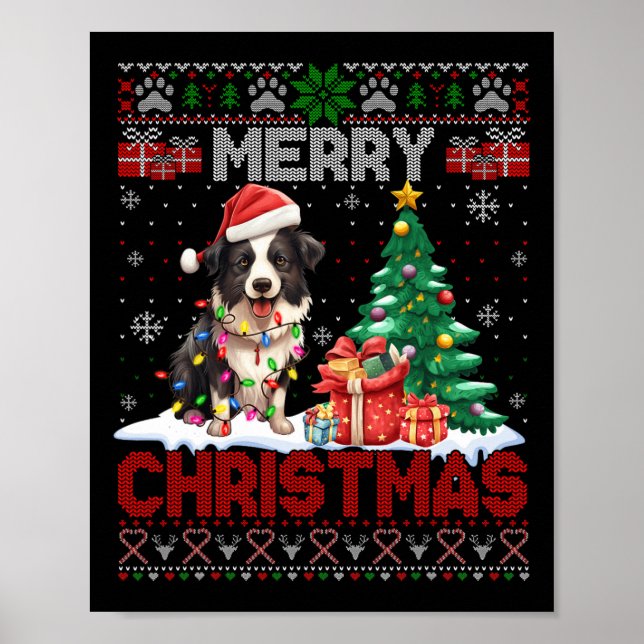 Poster Feliz Natal Borda Collie Dog Amadurece Ugly Xmas (Frente)