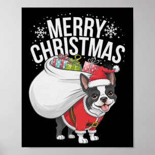 Poster Feliz Natal Boston Terrier