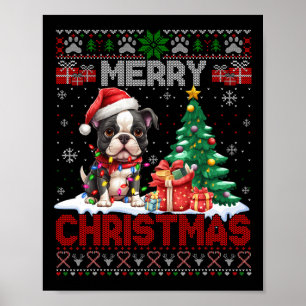 Poster Feliz Natal Boston Terrier Dog Amava Xma