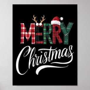 Poster Feliz Natal Buffalo Black E White Xadrez Para