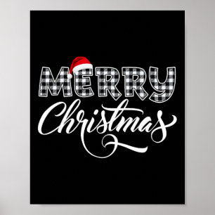Poster Feliz Natal Buffalo Black E White Xadrez Para