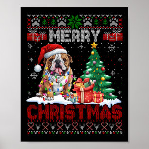 Poster Feliz Natal Buldogue Lovers Família Feia Xma