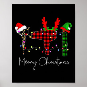 Poster Feliz Natal Cabelereiro Ferramenta Divertida Haird