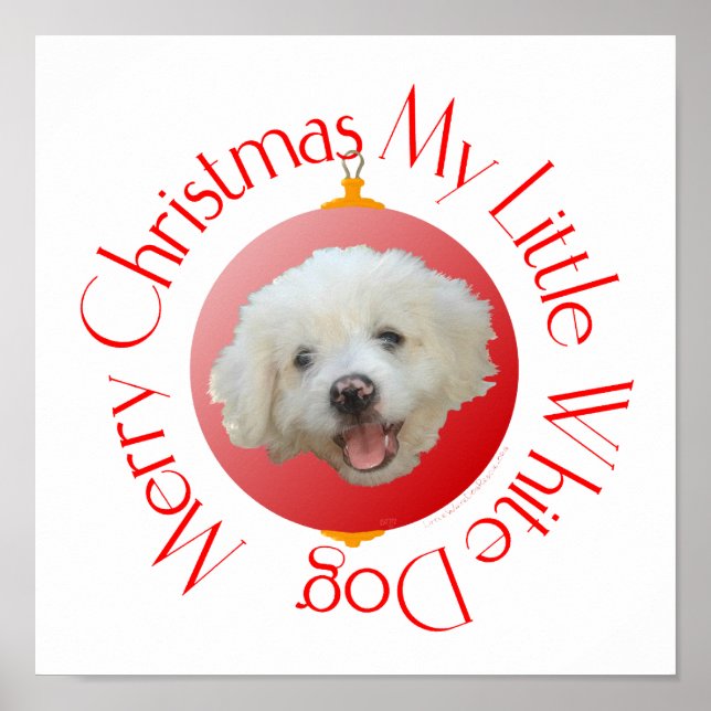 Póster Feliz Natal Cachorrinho Branco (Frente)