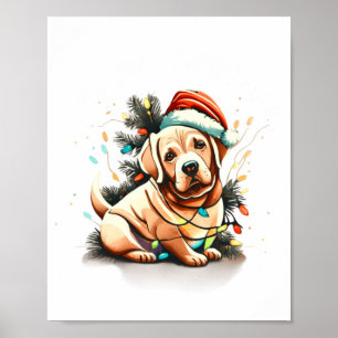 Poster Feliz Natal Cachorrinho Retriever Dourado