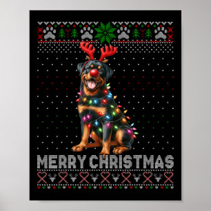 Poster Feliz Natal Cachorro Rottweiler Cachorro Feio