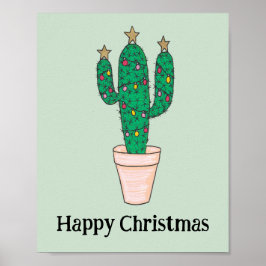 Poster Feliz Natal Cactus, Felizes Férias