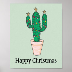 Poster Feliz Natal Cactus, Felizes Férias