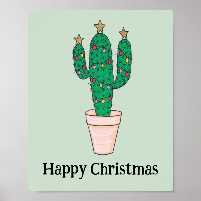 Poster Feliz Natal Cactus, Felizes Férias (Frente)