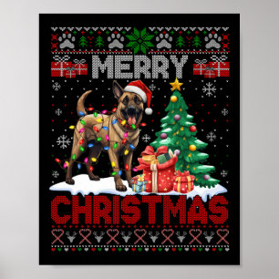 Poster Feliz Natal Cão Belga Malinois Lover Ugly Xm