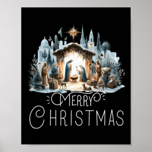 Poster Feliz Natal Cena de Natividade Estrela do Norte Po