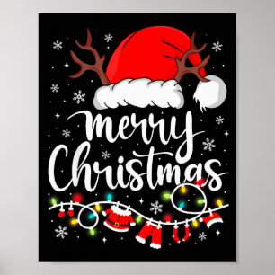 Poster Feliz Natal Chapéu Vermelho do Papai Noel Rena Nat