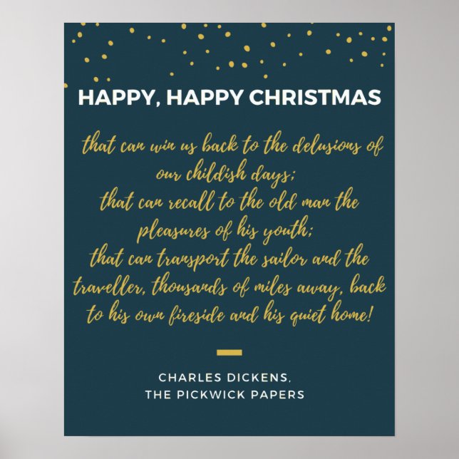 Poster Feliz Natal - Charles Dickens cita (Frente)