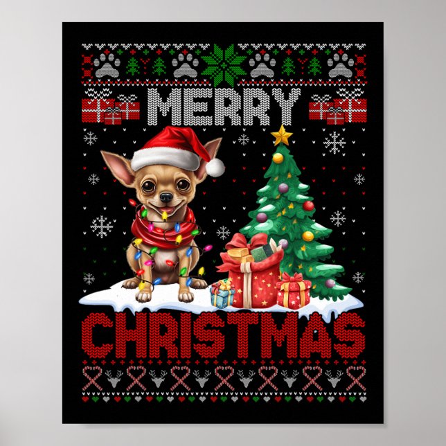 Poster Feliz Natal Chihuahua Dog Família Feia Xm (Frente)