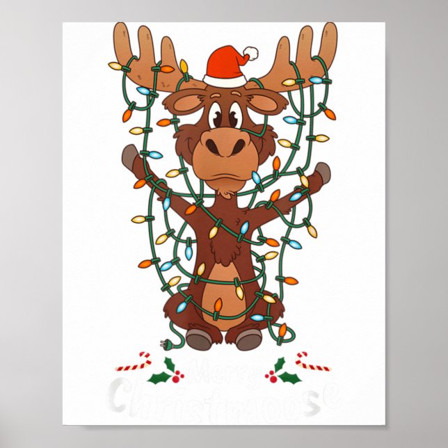 Poster Feliz Natal Christmoose Árvore de Natal Luz dos Al (Frente)